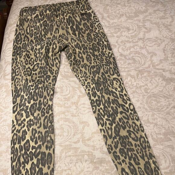 7 for All Mankind jeans brown & tan animal print stretch skinny ankle Sz 26 US 2 - Picture 3 of 9
